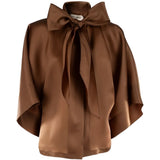 Blusa con fiocco in seta in marrone Alberta ferretti - donna 