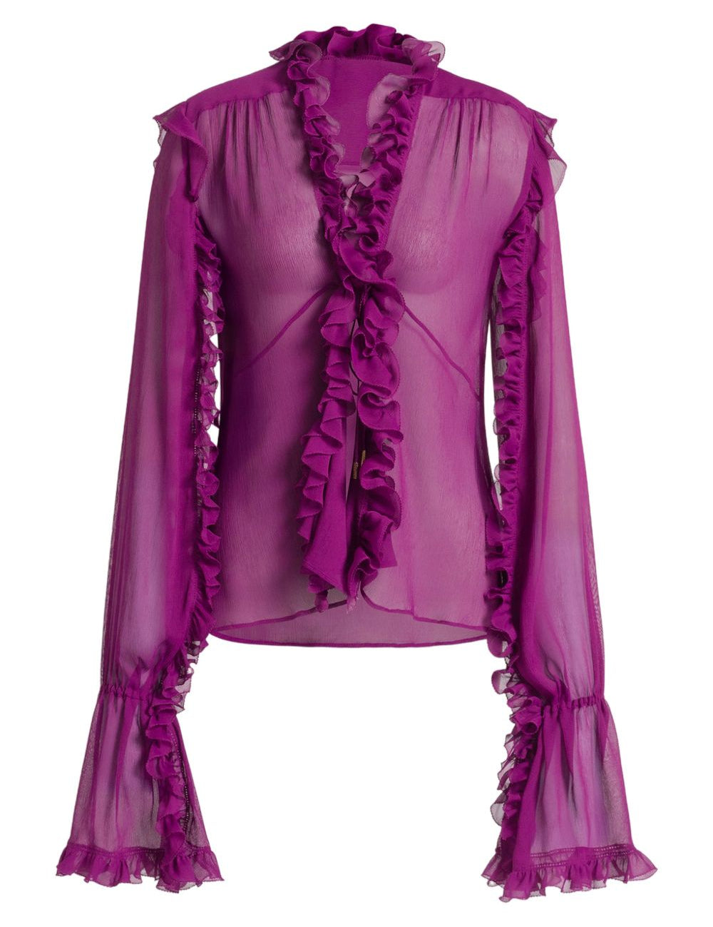 Blusa in seta con ruches viola Alberta Ferretti - donna 