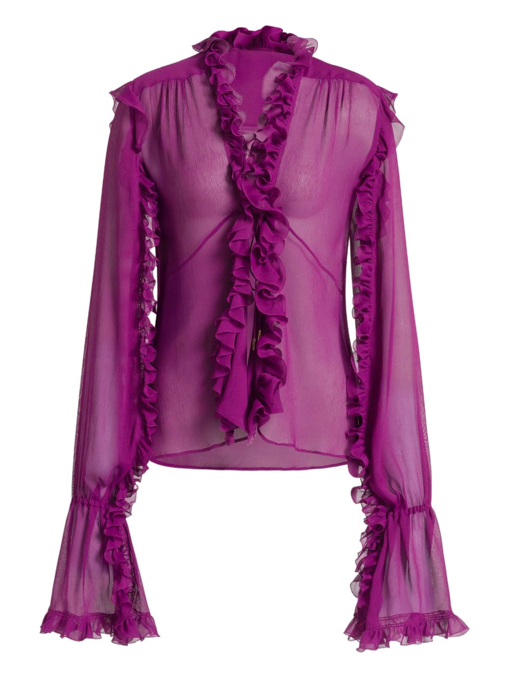 Blusa in seta con ruches viola Alberta Ferretti - donna 