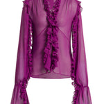 Blusa in seta con ruches viola Alberta Ferretti - donna 