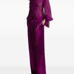 Blusa in seta con ruches viola Alberta Ferretti - donna 