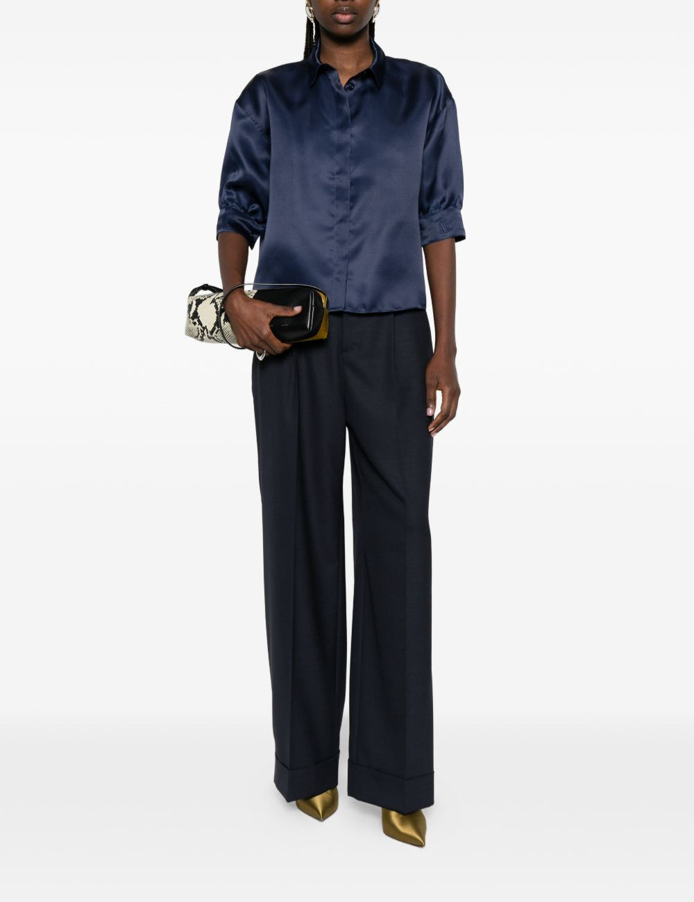 Camicia a maniche corte in blu Alberta Ferretti - donna 