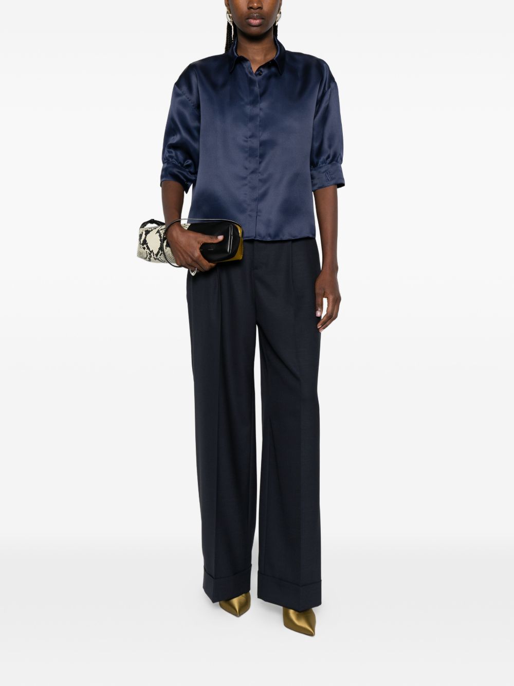 Camicia a maniche corte in blu Alberta Ferretti - donna 