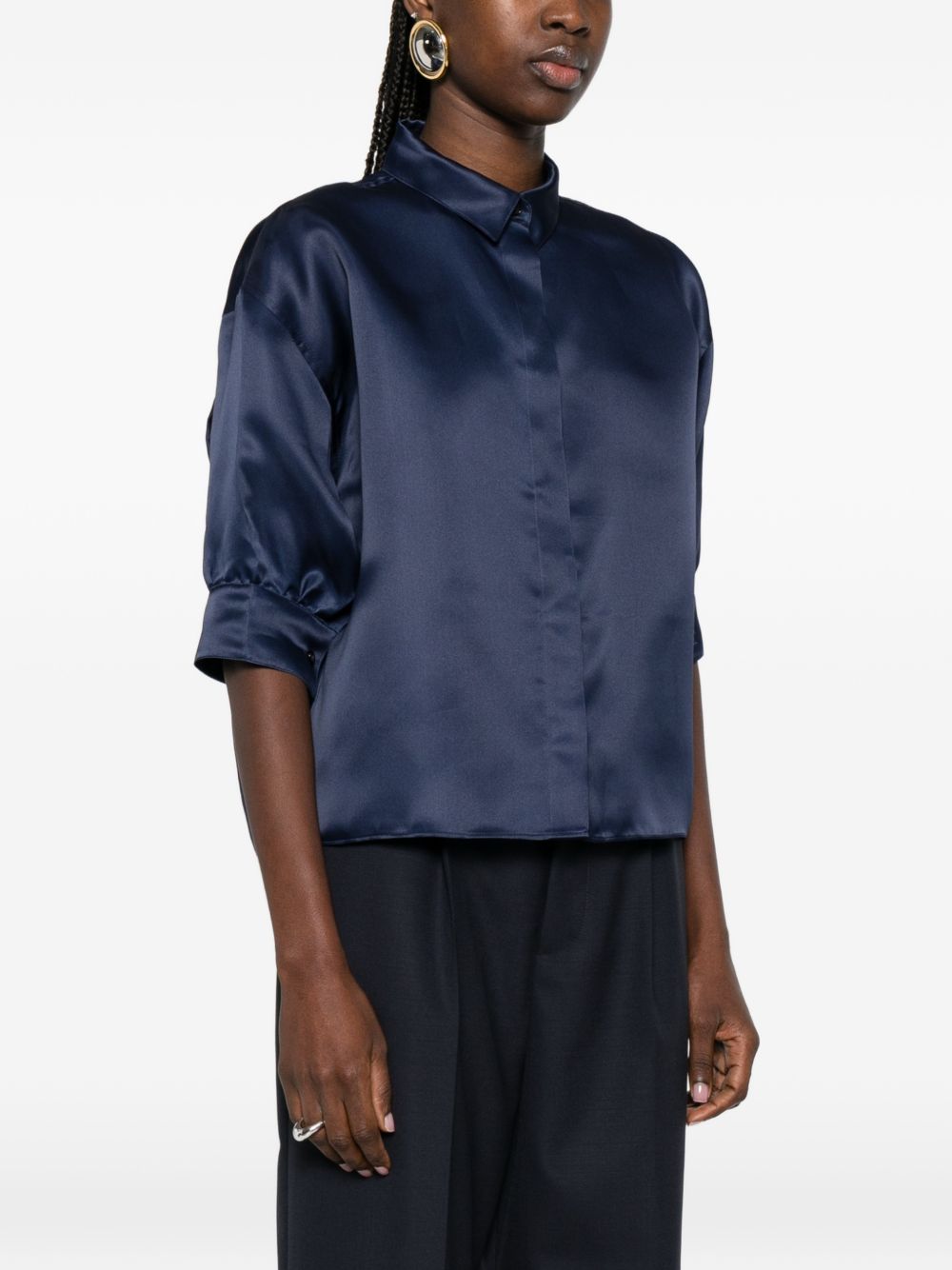 Camicia a maniche corte in blu Alberta Ferretti - donna 