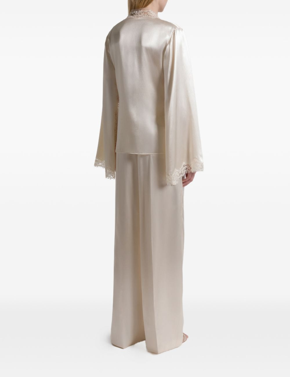 Pantaloni a gamba larga satinati in avorio Alberta ferretti - donna 