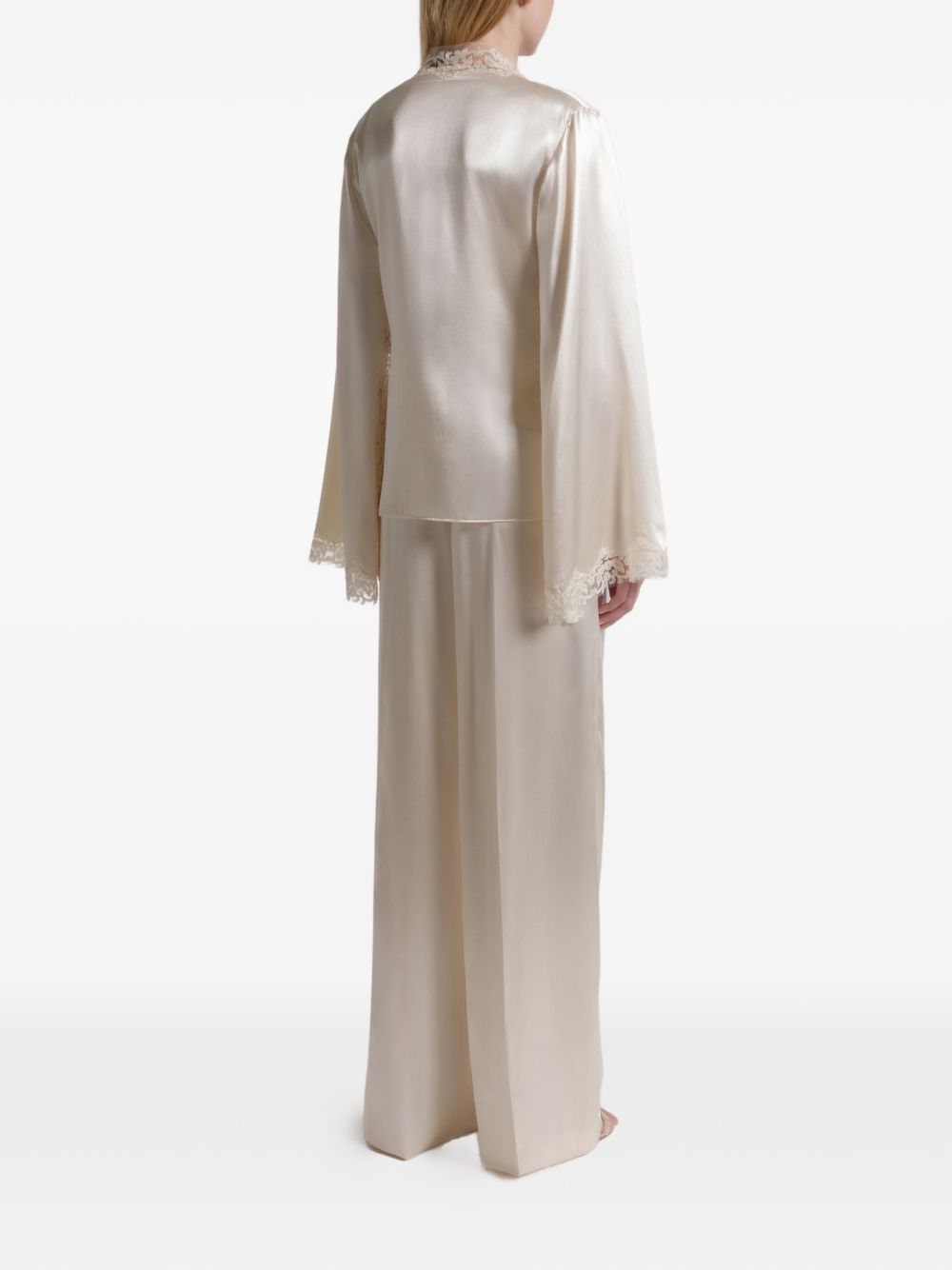 Pantaloni a gamba larga satinati in avorio Alberta ferretti - donna 