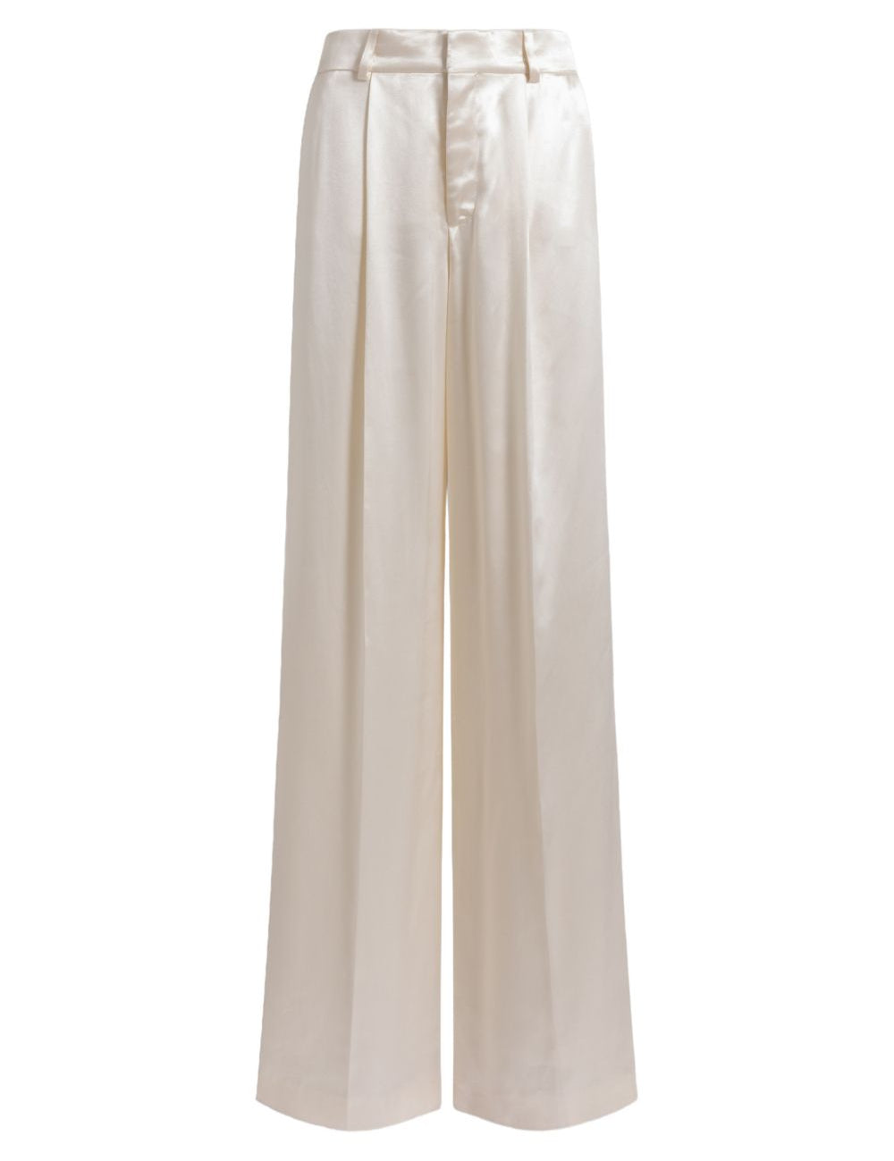 Pantaloni a gamba larga satinati in avorio Alberta ferretti - donna 