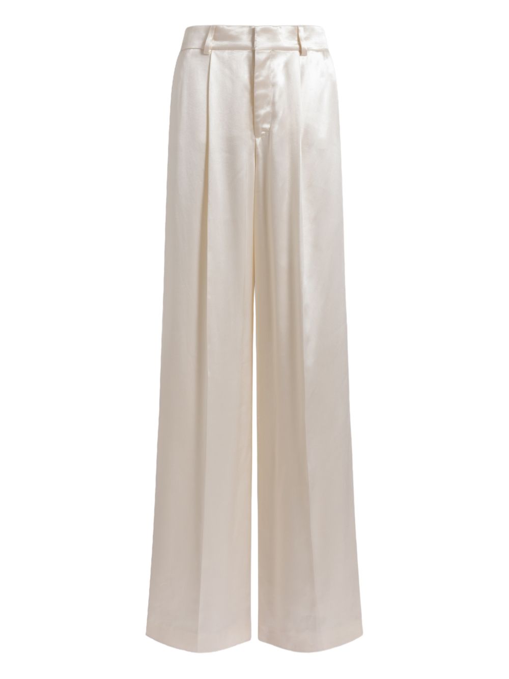 Pantaloni a gamba larga satinati in avorio Alberta ferretti - donna 