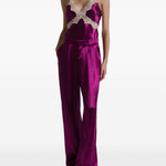 Pantaloni a gamba larga satinati in viola Alberta ferretti - donna 