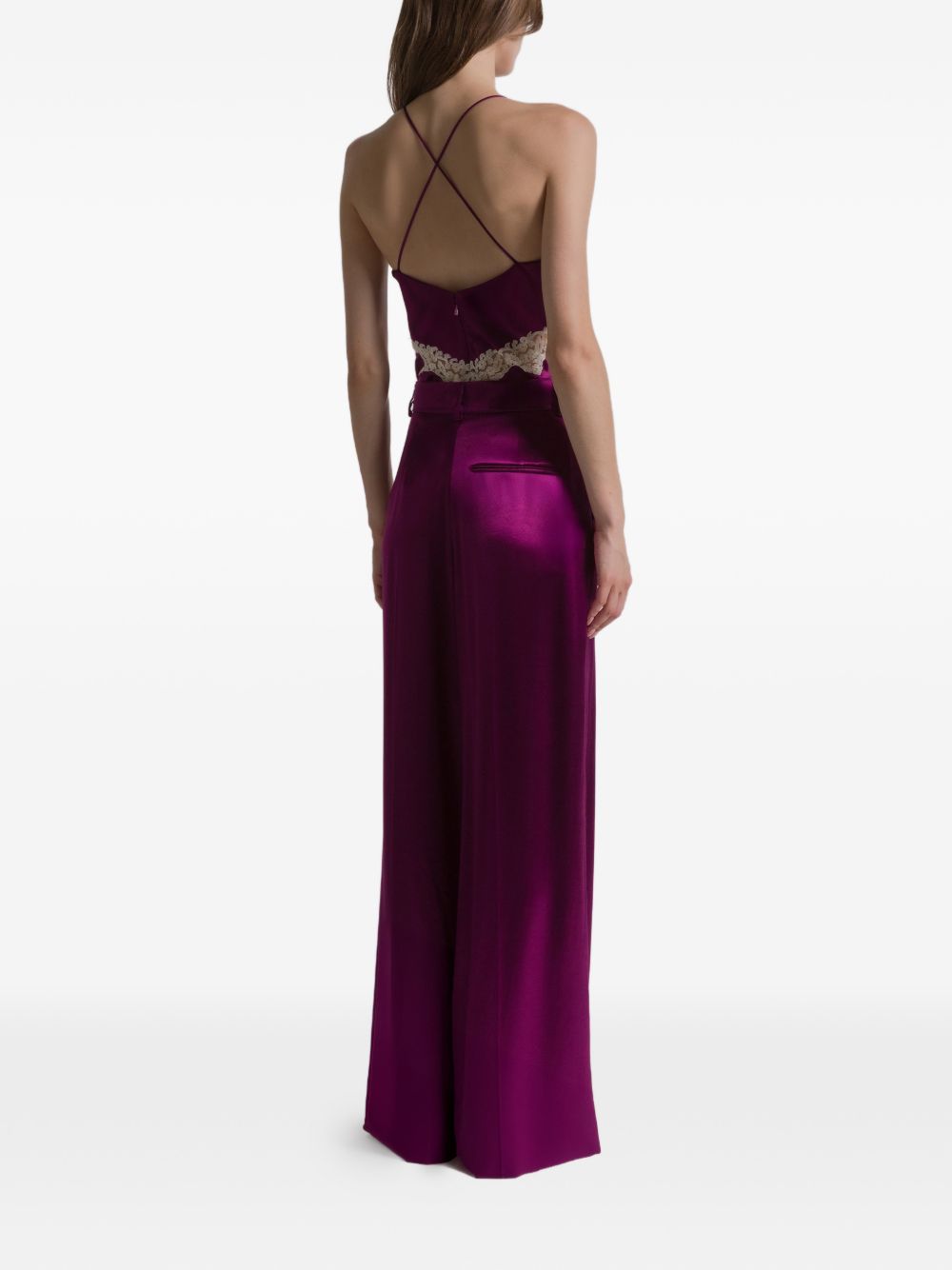 Pantaloni a gamba larga satinati in viola Alberta ferretti - donna 