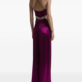 Pantaloni a gamba larga satinati in viola Alberta ferretti - donna 