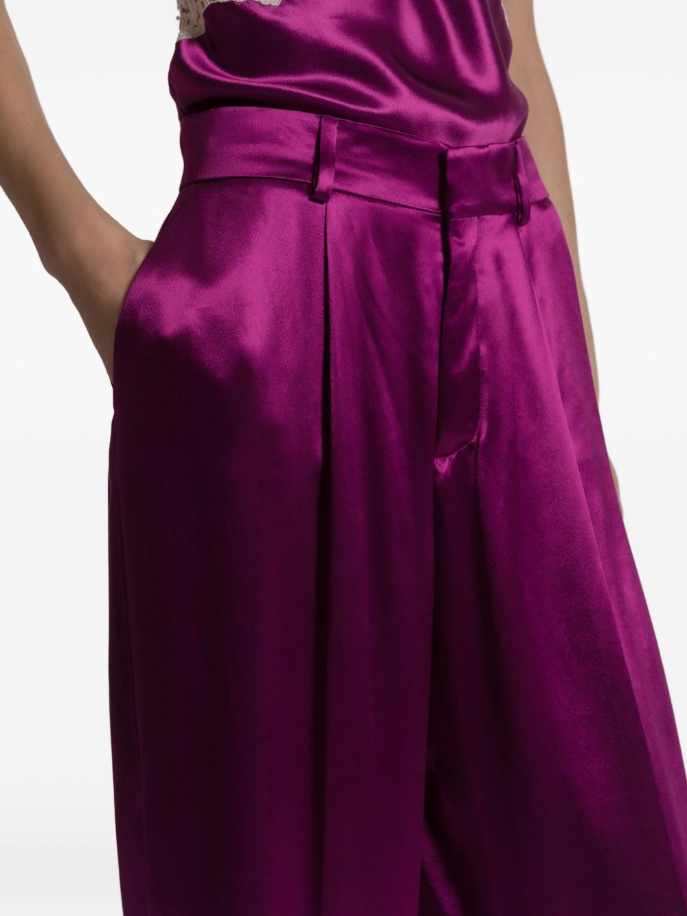 Pantaloni a gamba larga satinati in viola Alberta ferretti - donna 