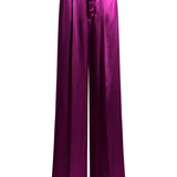 Pantaloni a gamba larga satinati in viola Alberta ferretti - donna 