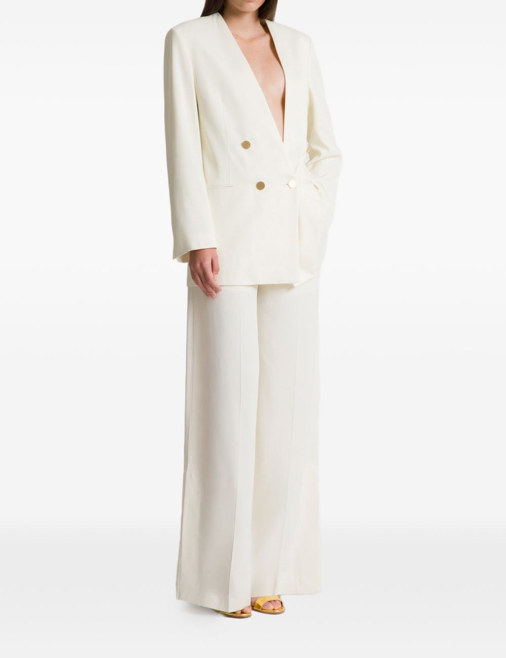 Pantaloni a gamba ampa in avorio Alberta Ferretti - donna 
