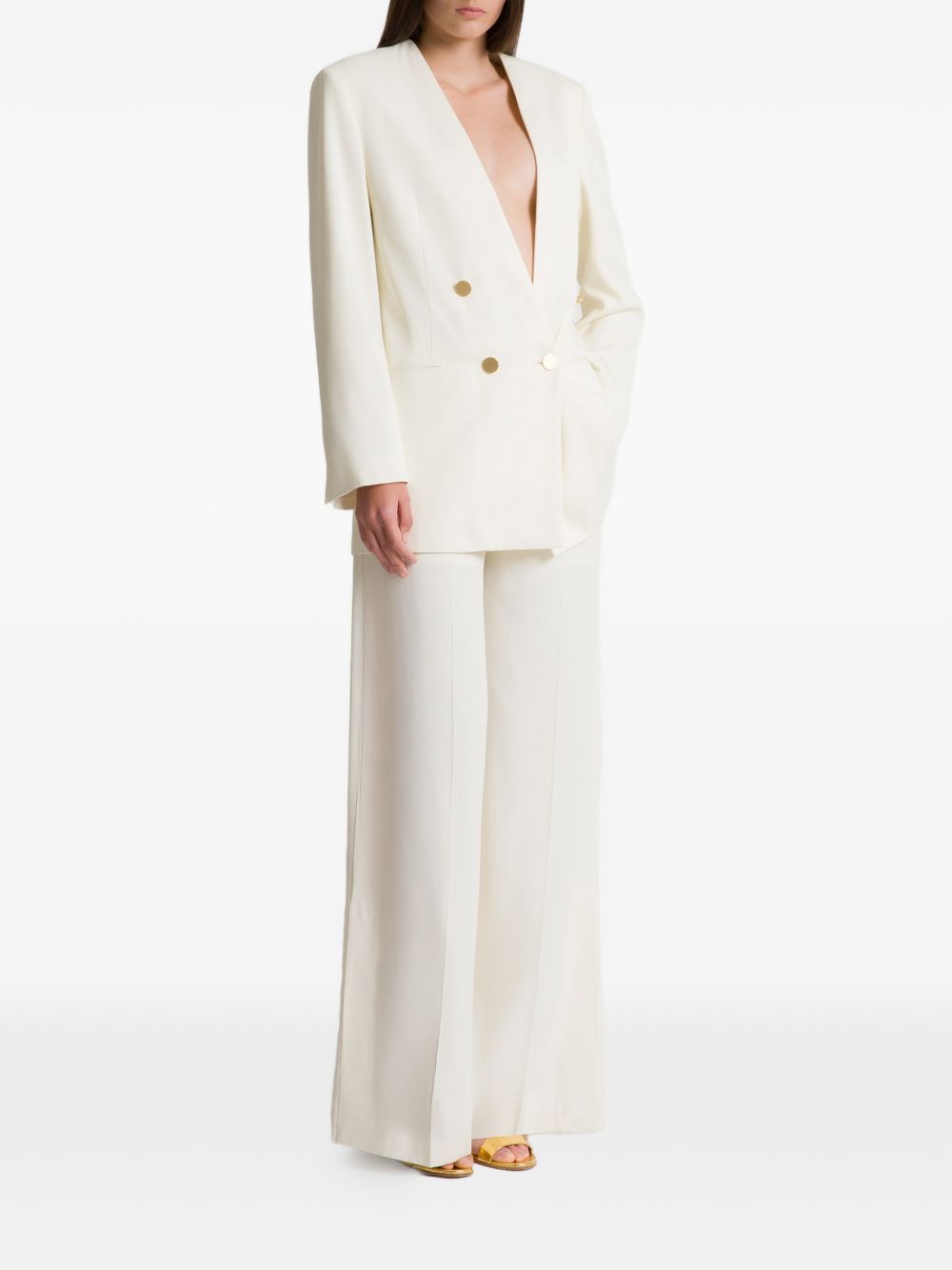 Pantaloni a gamba ampa in avorio Alberta Ferretti - donna 