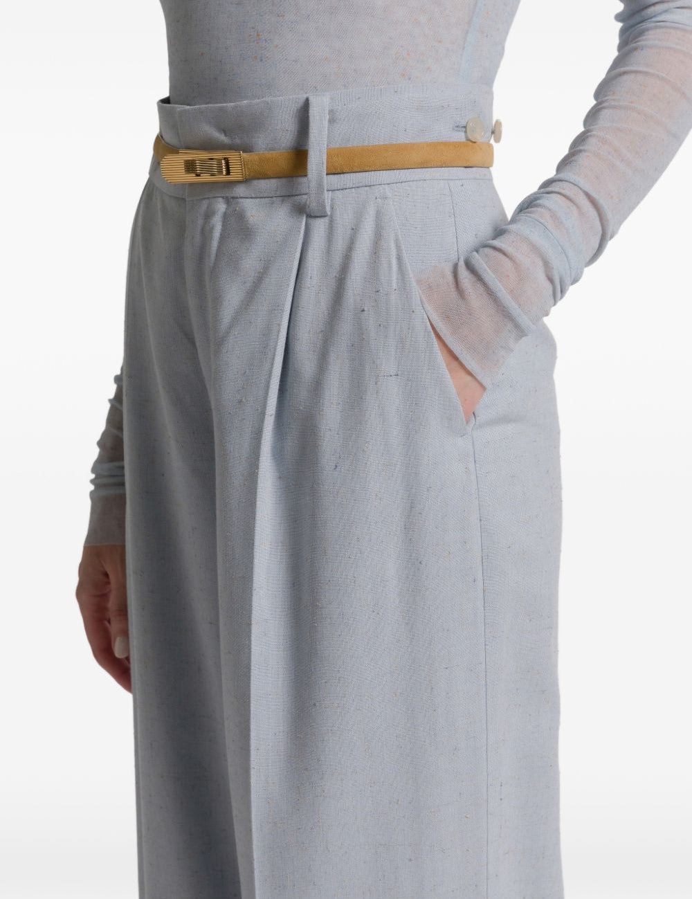 Pantaloni con piega stirata in celeste Alberta ferretti - donna 