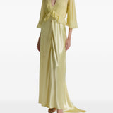 Abito lungo con ruches in giallo 