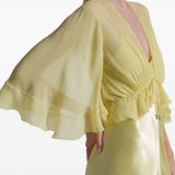 Abito lungo con ruches in giallo 