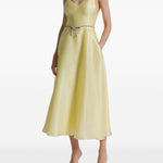 Abito midi con spalline sottili in giallo 