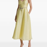 Abito midi con spalline sottili in giallo 