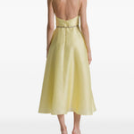 Abito midi con spalline sottili in giallo 