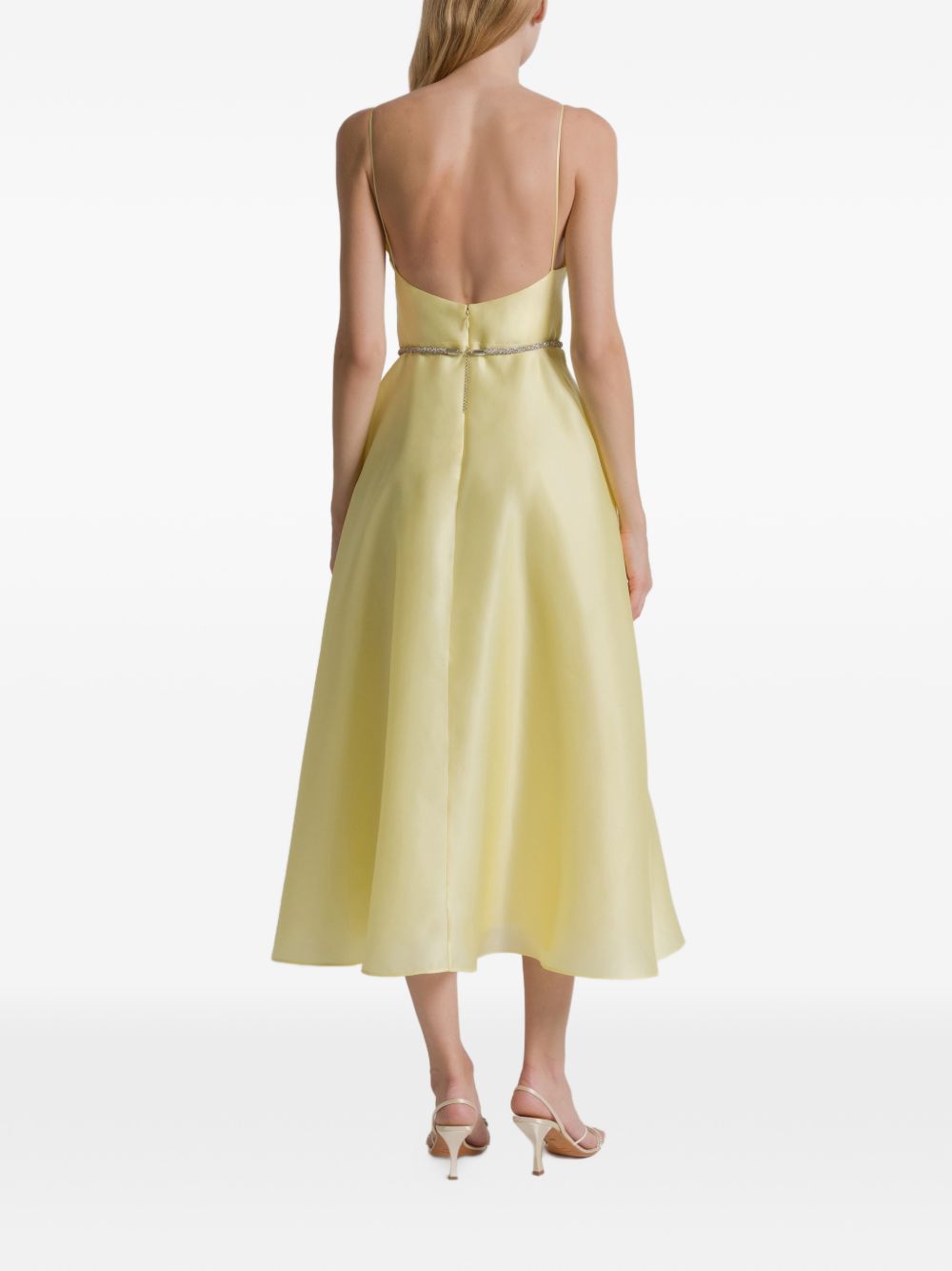 Abito midi con spalline sottili in giallo 