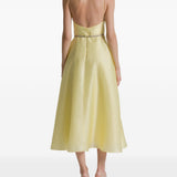 Abito midi con spalline sottili in giallo 
