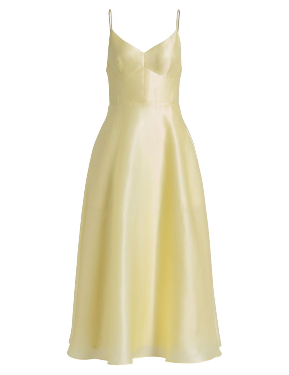Abito midi con spalline sottili in giallo 