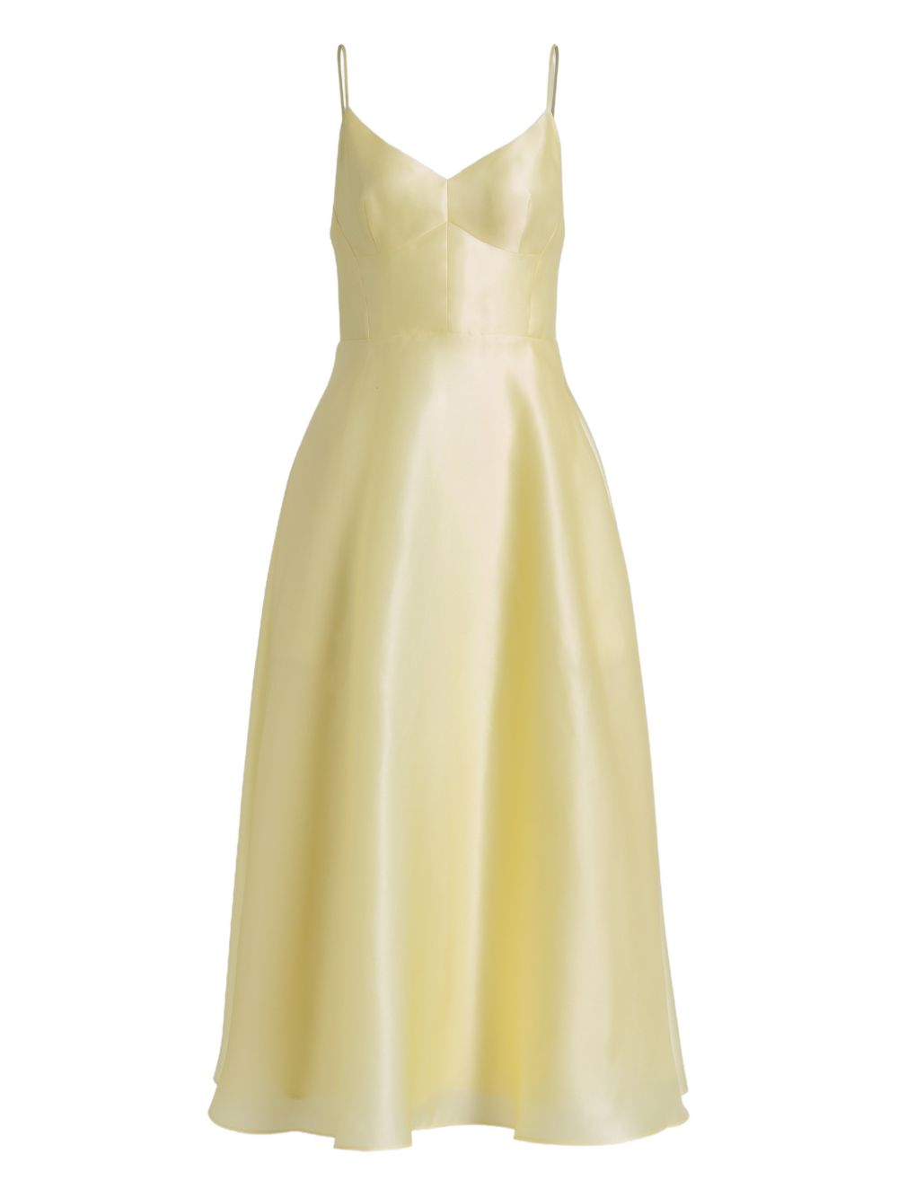 Abito midi con spalline sottili in giallo 