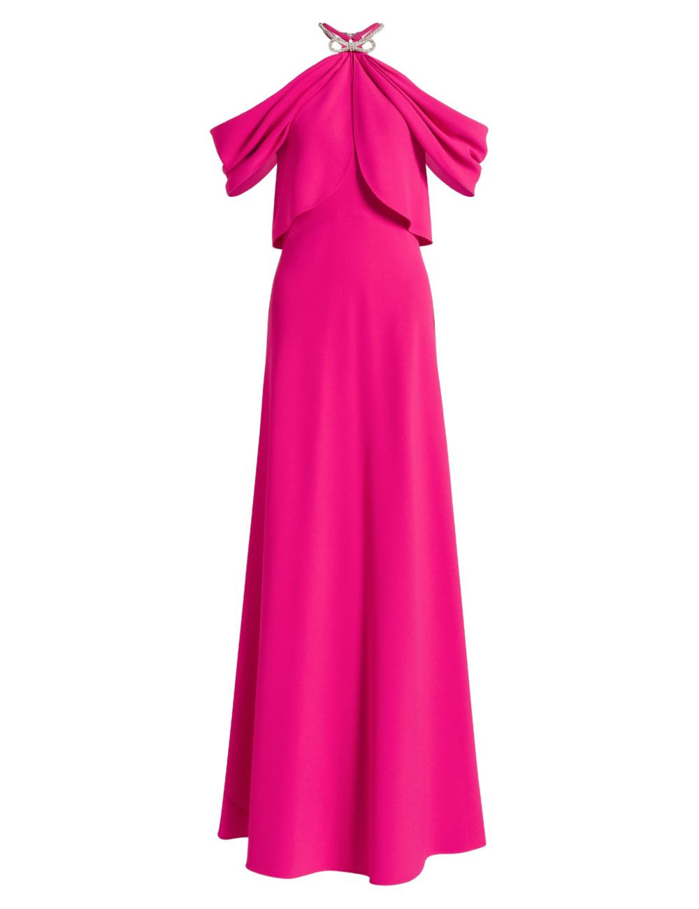 Abito lungo con scollo all'americana in rosa 