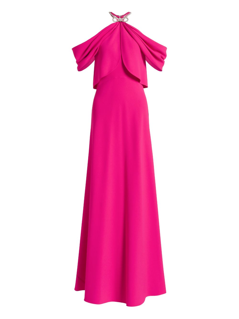 Abito lungo con scollo all'americana in rosa 