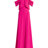 Abito lungo con scollo all'americana in rosa 