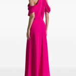 Abito lungo con scollo all'americana in rosa 
