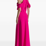 Abito lungo con scollo all'americana in rosa 