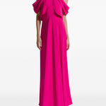 Abito lungo con scollo all'americana in rosa 