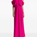 Abito lungo con scollo all'americana in rosa 