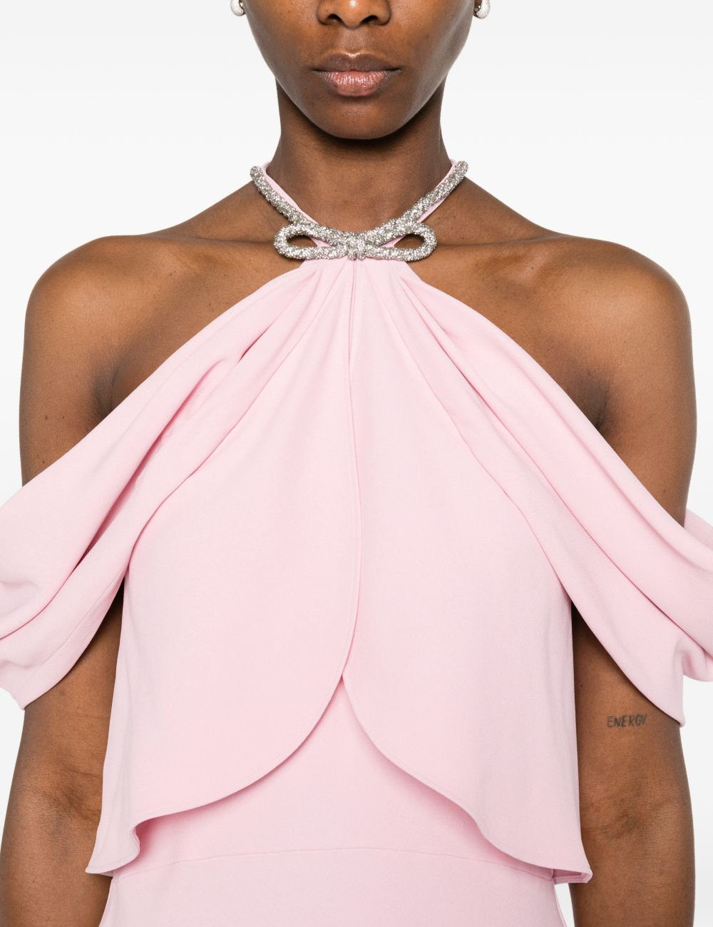 Abito lungo con scollo all'americana in rosa Alberta Ferretti - donna 