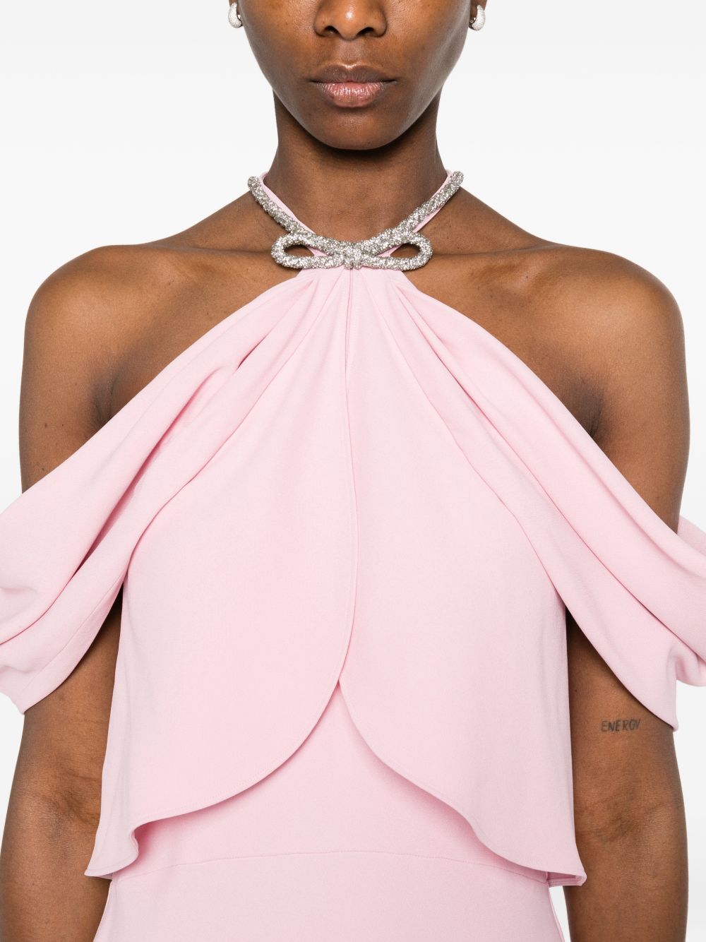 Abito lungo con scollo all'americana in rosa Alberta Ferretti - donna 