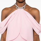 Abito lungo con scollo all'americana in rosa Alberta Ferretti - donna 