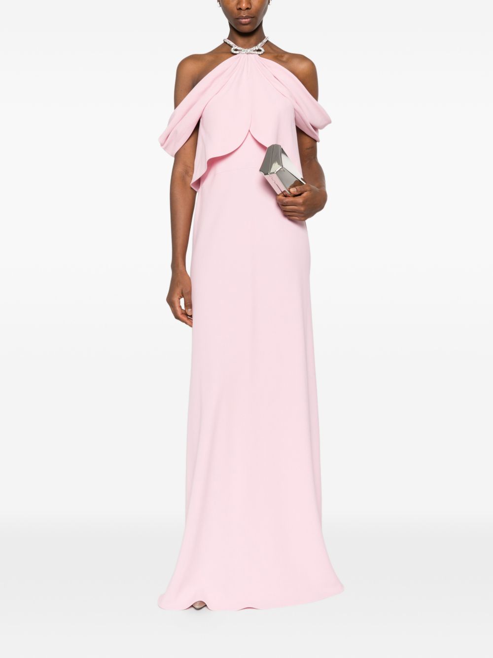 Abito lungo con scollo all'americana in rosa Alberta Ferretti - donna 