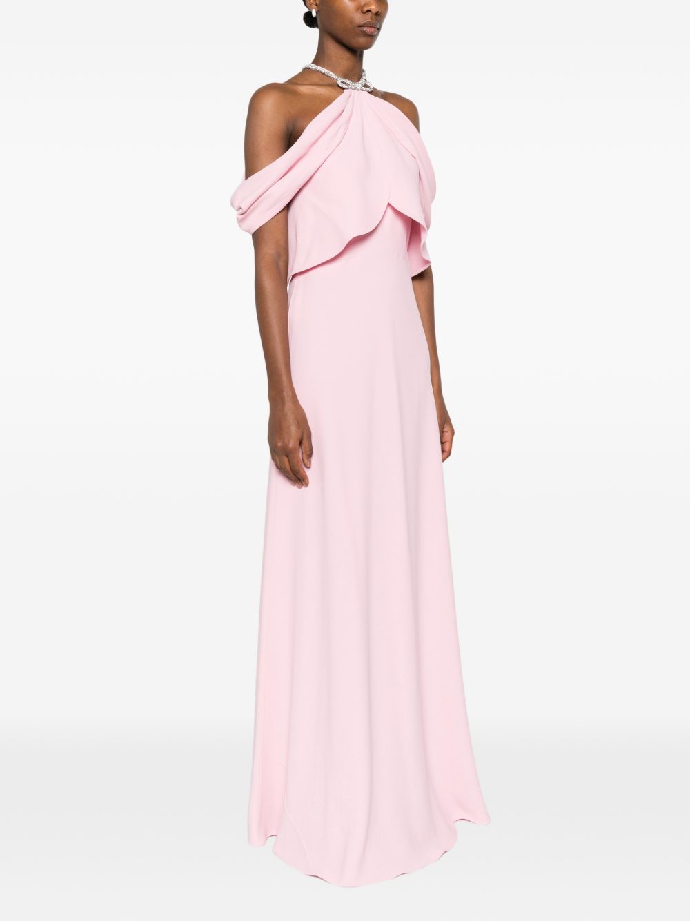 Abito lungo con scollo all'americana in rosa Alberta Ferretti - donna 