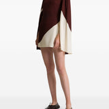 Abito mini con design color-block in marrone 