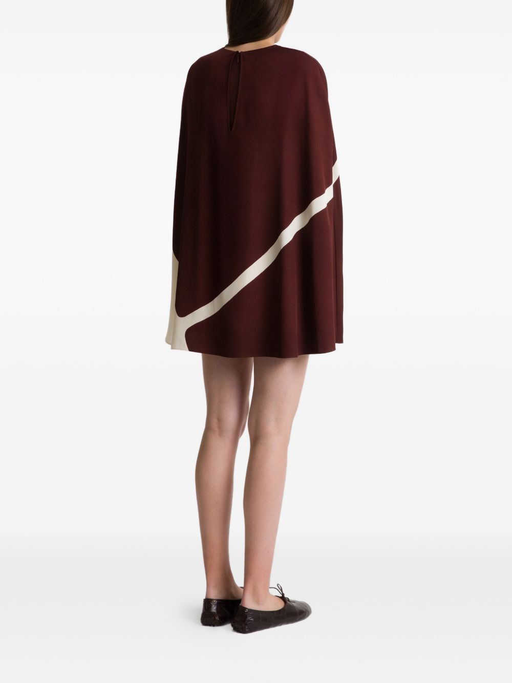 Abito mini con design color-block in marrone 