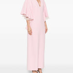 Abito lungo con scollo a V in rosa 