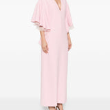 Abito lungo con scollo a V in rosa 