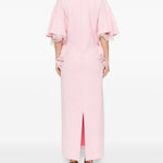 Abito lungo con scollo a V in rosa 