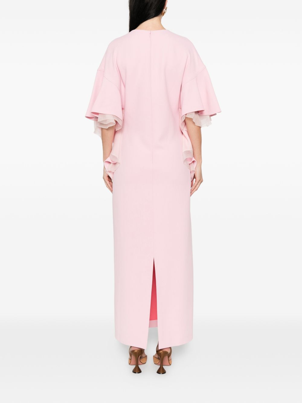Abito lungo con scollo a V in rosa 