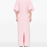 Abito lungo con scollo a V in rosa 
