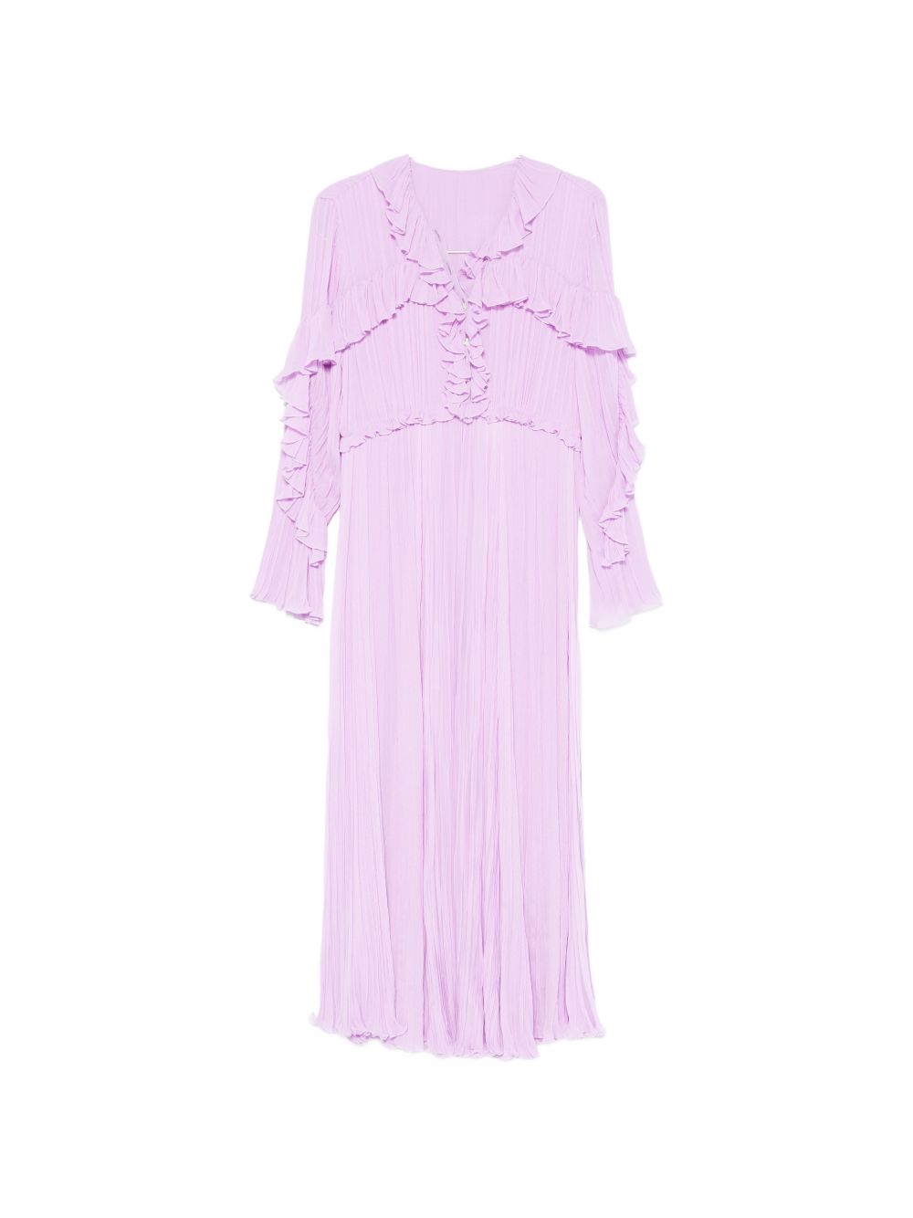 Abito midi con ruches in lilla 