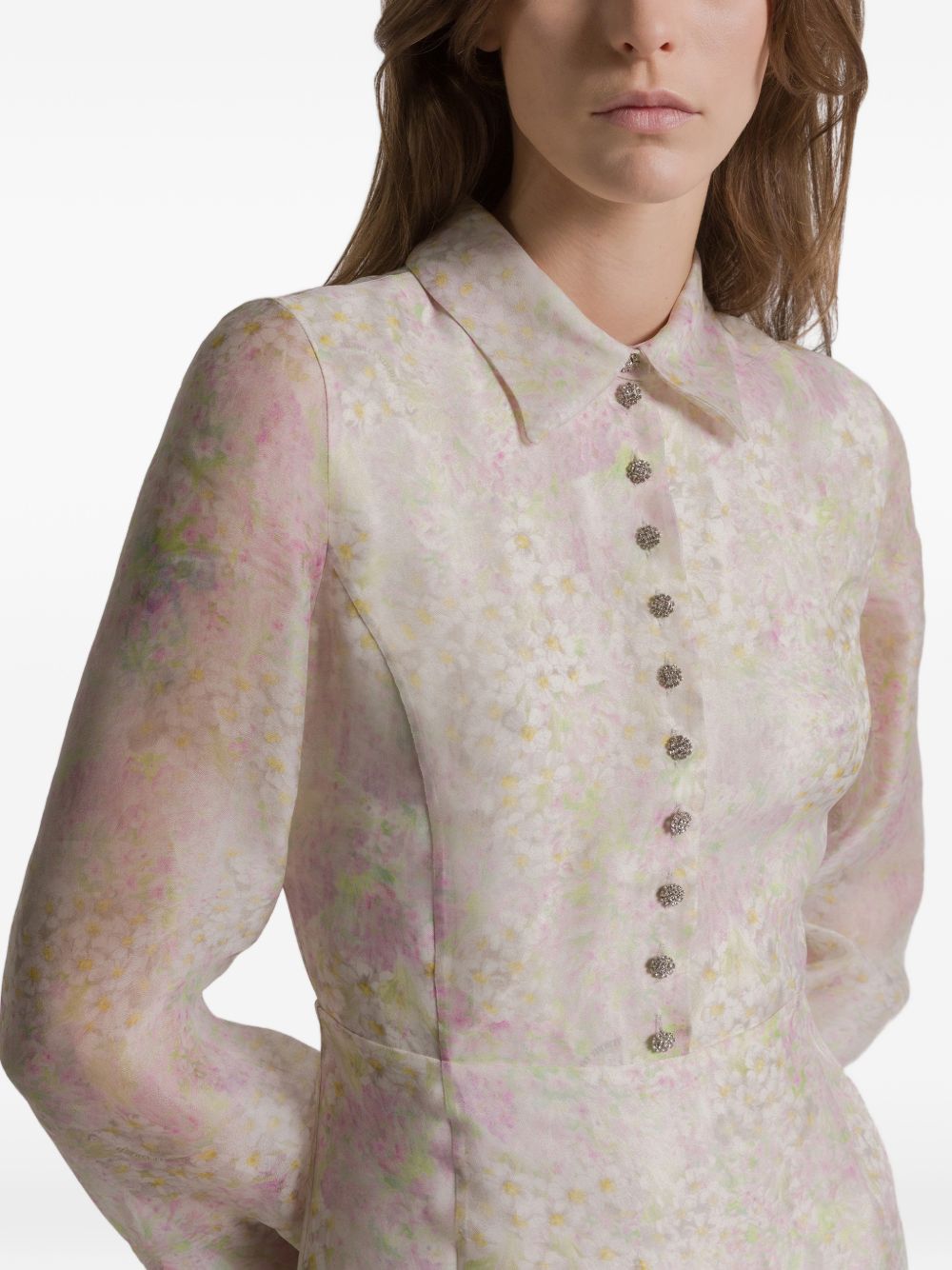 Abito maxi con stampa fiori in rosa chiaro 